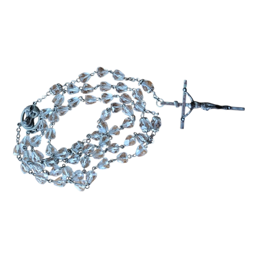 Vintage Silver & Cut Glass Rosary - Picture 7 of 7